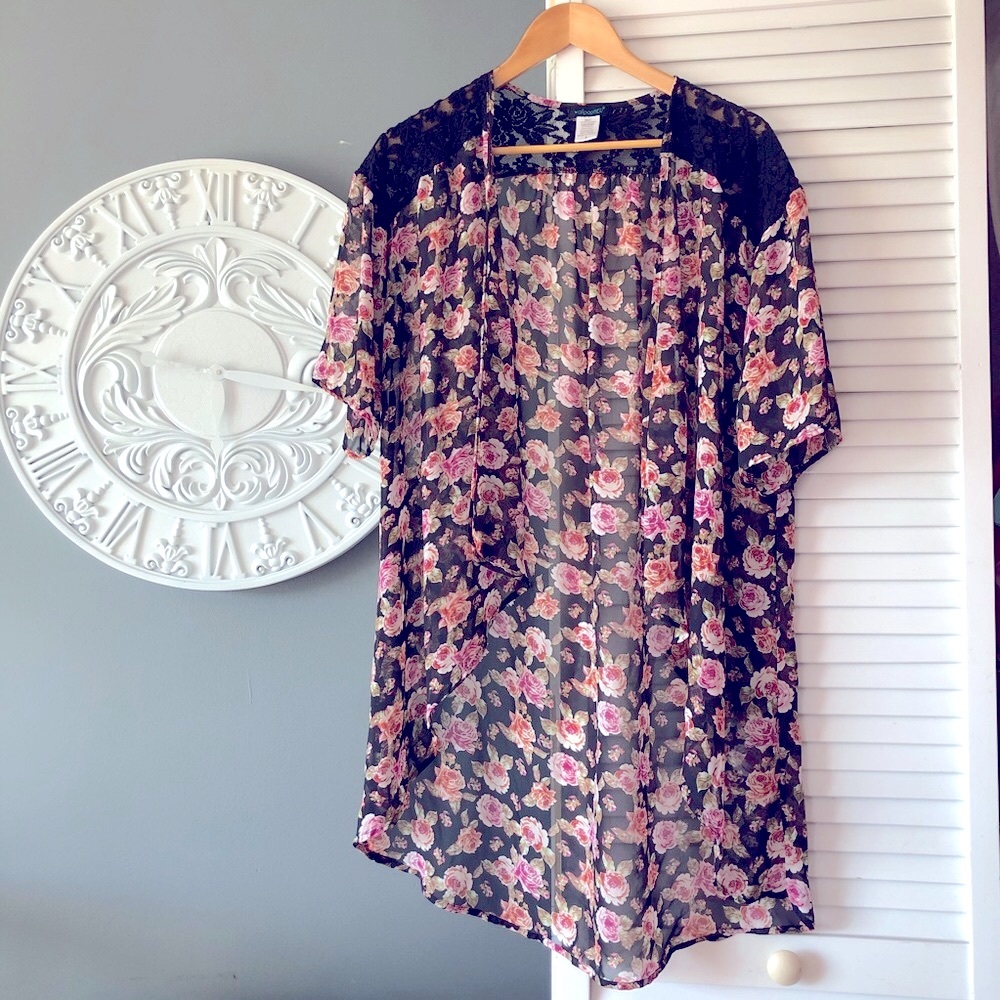 🔴Floral sheer shawl/coverup